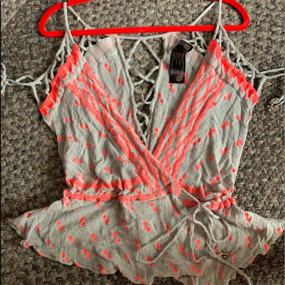Free People New Romantics Cut Out Wrap Top Blouse